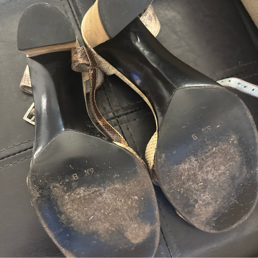 Gucci Sandals high heels wood Python snake skin sandal size 6.5 - Picture 4 of 13